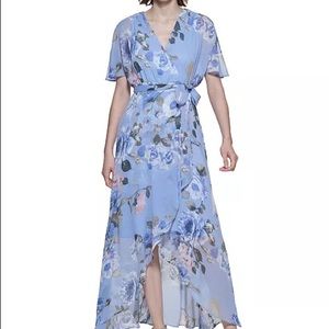 High-low wrap maxi dress